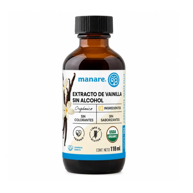 Extracto de Vainilla Sin Alcohol Orgánico Manare 118 ml